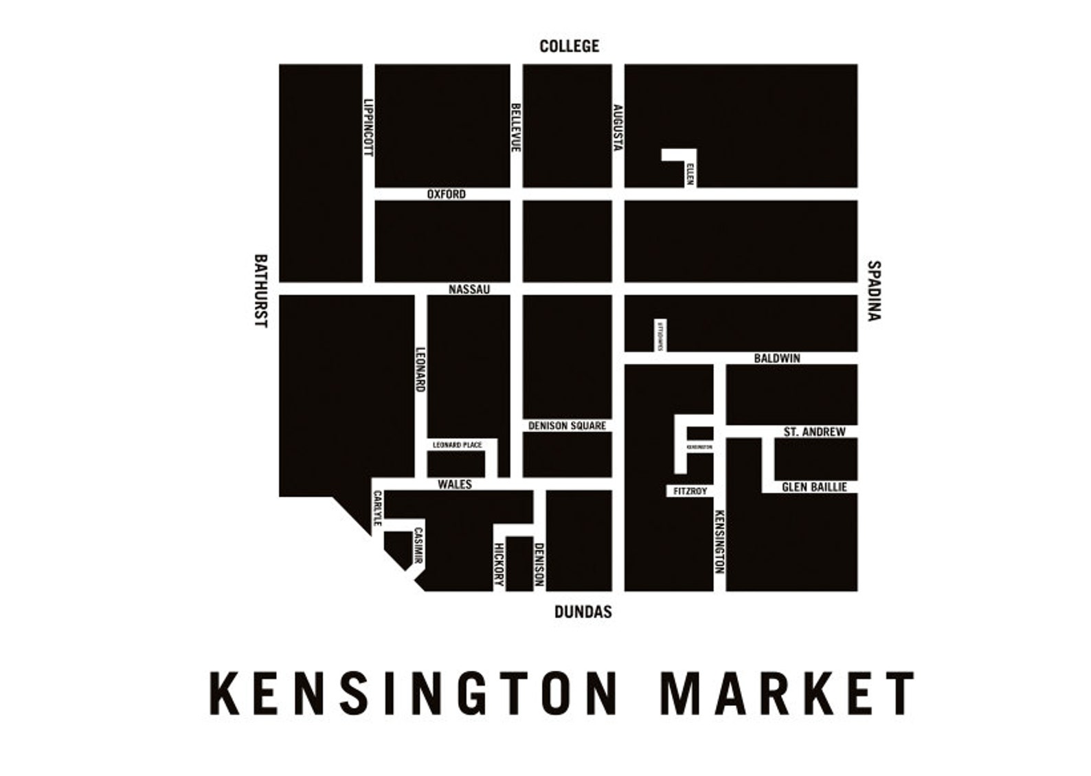 Kensington Market Toronto Neighbourhood Map Art Print Etsy