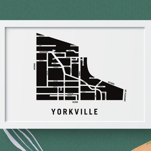 Yorkville (avec noms de rues) | Carte du quartier moderne | Toronto Map Art | Affiche d’art cartographique personnalisée | Carte personnalisée du quartier