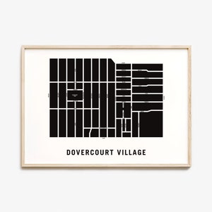 Carte de Dovercourt | Impression d'art de quartier moderne | Cadeau de pendaison de crémaillère à Toronto | Art de la carte de la ville de Toronto | Plan de rue personnalisé | Carte personnalisée