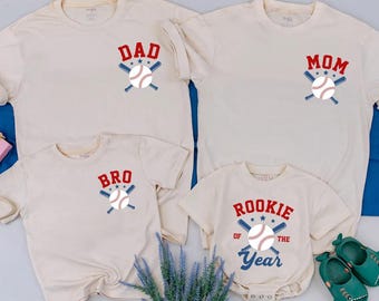 Custom Rookie of the Year 1st Birthday Outfit, Baseball Family Matching Shirts, Outfit for Game Day, Perfect Gift for Baseball Fans