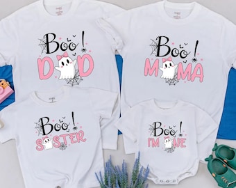 Little Boo is One or Two Birthday Shirts, Halloween Matching Family Outfits, Cute Ghost Party Tee for Baby Girl's Spooky Day
