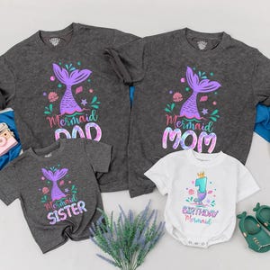 Oneder the Sea Birthday Girl Matching Shirts, Mermaid 1st Birthday Family Shirts, Under the Sea First Birthday, Ocean Animals Girls Party