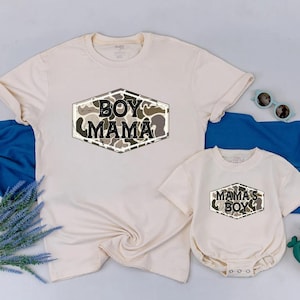 Boy Mama and Mamas Boy Camo Matching Shirts, Boy Mama Tee, Hunting Mama Outfit, Mommy and Me Shirts, Mother and Son Gifts Tee