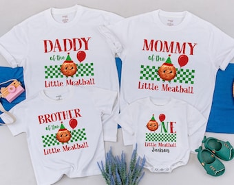 One Little Meatball Family Matching Shirts, Italian 1st Birthday Outfit, Little Meatball Baby Romper, Cake Smash Tee, Our Meatball is One