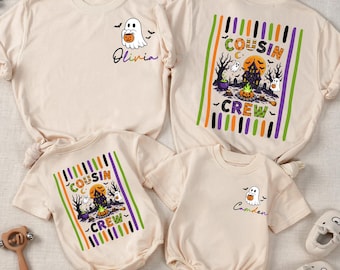 Spooky Cousin Crew Shirt, Personalized Boho Ghost Halloween Cousins