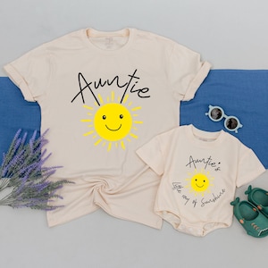 Auntie And Auntie&#39;s Little Ray Of Sunshine Shirt, Matching Family Shirt, Auntie and Nephew Shirt, Niece Kid Shirt, Auntie Sweatshirt,Toddler