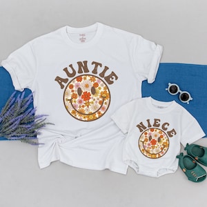 Personalized Auntie And Niece Retro Shirt, Matching Family Shirt, Auntie and Nephew Shirt, Niece Kid Shirt, Auntie Sweatshirt, Gift for Aunt