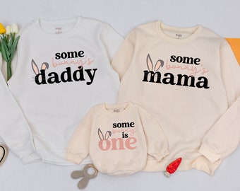 Bunny 1st Birthday Matching Family Sweatshirt, Some Bunny Is One Birthday Outfit, Floral Bunny Birthday Shirt,Mommy and Me Shirt,Bunny Party