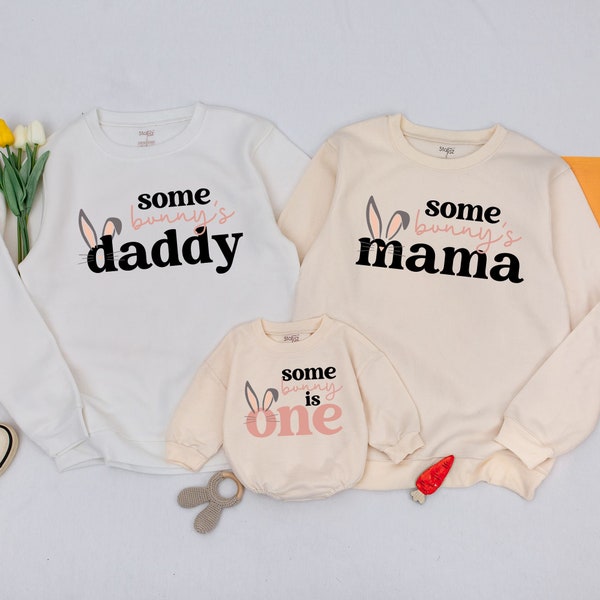 Bunny 1st Birthday Matching Family Sweatshirt, Some Bunny Is One Birthday Outfit, Floral Bunny Birthday Shirt,Mommy and Me Shirt,Bunny Party