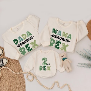 Two Rex Matching Family Birthday Sweatshirts, Matching Family Dinosaur Shirts, Dinosaur 2nd Birthday, Mama Daddy Saurus, Dinosaur Birthday