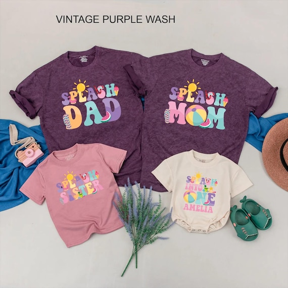 Splash into ONE Birthday Matching Family Shirts, Custom Summer Pool Party Outfit, Personalized Tropical Vacation Clothes, Gift for Baby Girl