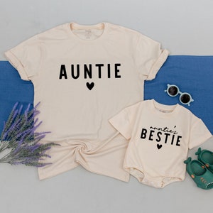 Personalized Auntie and Auntie&#39;s Bestie Shirt, Auntie Me shirt, Aunt Niece Shirt, Gift From Aunt, Aunt Nephew, Newborn Baby Outfit,Aunt Gift