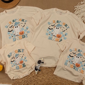 One Spooky dude Halloween Birthday sweater, 1st baby birthday dude sweatshirt, halloween romper kid, Pumpkin Birthday, spooky mama, dada