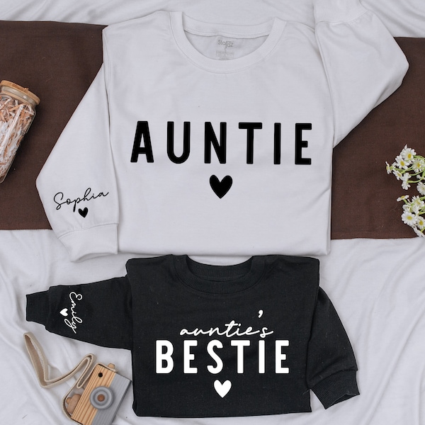 Personalized Auntie and Auntie's Bestie Shirts, Auntie Me Sweatshirts, Aunt Sweatshirt, Aunt Niece Shirts, Best Gifts for Aunt, Aunt Nephew