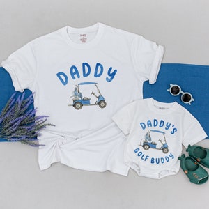 Daddy And Daddy's Golf Buddy Shirt, Father's Day Gift, Matching Golf T-shirt, Golf gift, Boho Natural Kids & Youth Shirts, Boy's Golf Shirt