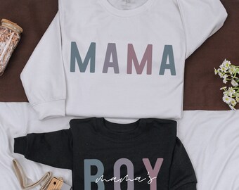 Mama and Mamas Boy Sweatshirts, Mom And Baby Matching Family Shirt, Mommy and Me Sweatshirt, Baby Girl Romper Gift, Daughter Kid Sweatshirt