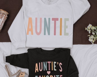 Auntie & Me Sweatshirt, Auntie And Auntie's Favorite Shirt, Custom Matching Family Sweatshirt, baby romper, Cute Kid Sweatshirt, Aunt Tee