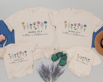 Wild One Birthday Shirt, Little Wildflower Birthday Tee, Wildflower Family Shirts, Wild Flower First Birthday Outfit, Matching Family Shirt