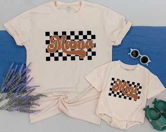 Mama And Mini Retro Shirt, Mama And Me Shirt, Family Checkered Shirts, Mommy And Me, Mama Mini Matching Shirt, Mother and Daughter Outfits