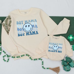 Personalized Boy Mama and Mama's Boy Sweatshirt, Mother Daughter Shirt, Best Gift for Mom, Mommy and Me Shirt, Baby shower gift,Retro OutFit