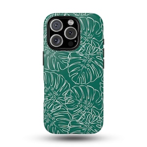 Green Palm Leaf Phone Case for iPhone 16 Case, iPhone 15 14 13 12 11 XR XS 8, All iPhone Models Tough Case Jungle Palm Leaves Pro Case