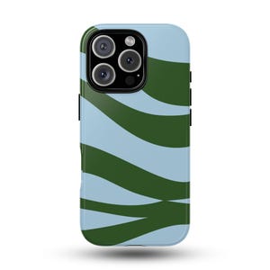 Blue Green Waves iPhone Case: Abstract Tough Phone Cover