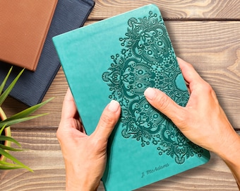 Personalized KJV Bible | Custom Engraved Name | Large Print | Teal LeatherTouch | Lay-Flat | Double Column | Thumb Index | Personal Size