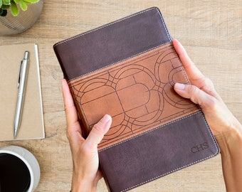 Personalized NKJV Study Bible | Full Color Edition | Custom Engraved Name | Trusted Study Notes, Maps & Tools | Brown Leathersoft