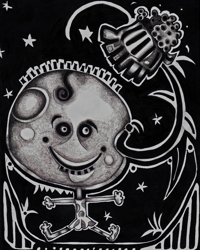 ORIGINAL Drawing 8x 10 Black White Gray image 0