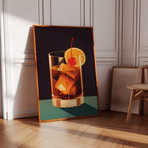 Póster de cóctel antiguo, arte de cóctel, arte de pared imprimible, decoración de bar, arte de bar para el hogar, impresión digital, decoración de pared con alcohol, antiguo