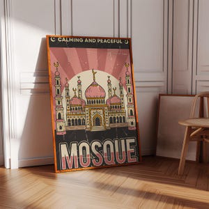 printable vintage mosque wall art, Islamic wall art, Muslim home decor, mosque art, Islamic painting, ramada wall art, Ramadan, wall prints