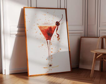 cocktail poster, espresso martini cocktail print, bar cart wall art print, trendy kitchen print, cocktail bar cart print, espresso martini