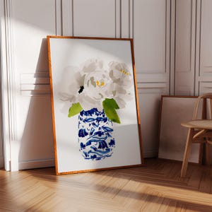 Hydrangea, Ginger wall art, Ginger jar art, chinoiserie print, Blue and white vase, Hydrangea print, Home decor, Chinoiserie, Wall art