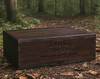 Personalized Wooden Pet Memorial Box: Engraved Pet Loss Keepsake Urn