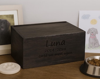 Personalized Handmade Wooden Pet Storage Box – Memory Chest for Pet Toys