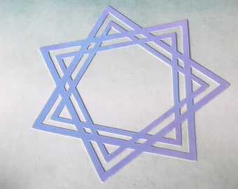 DOUBLE HEPTAGRAM decal sticker // dark or light blue/purple/pink holographic vinyl // WATERPROOF