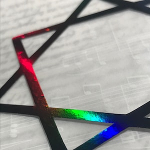 HEPTAGRAM decal sticker //Black rainbow holographic vinyl // WATERPROOF