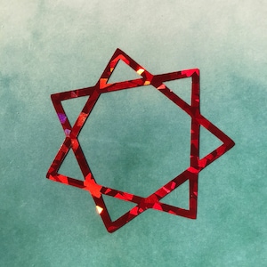HEPTAGRAM decal vinyl sticker //Red, pink, or silver holographic shards // WATERPROOF