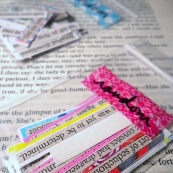 Random sticker pack! Handmade UPCYCLED word stickers - reworked/recycled romance novels, one of a kind (OOAK) stickers for journaling