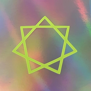 HEPTAGRAM Aufkleber // Helles, grünes und im Dunkeln leuchtendes Vinyl // WASSERFEST