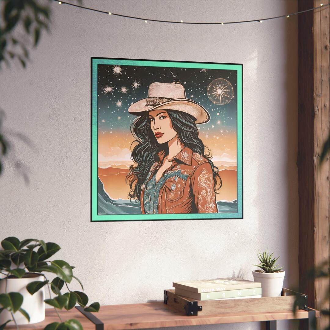 Coastal Cowgirl Maximalist Wall Decor, Unique Vintage Retro Wall Art ...