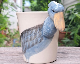 3D Shoebill Mug with Hand-Painted Ceramic Wrap | Unique Gift | Garden Decor | Stork Lover's Mug, Bird Collectible, Nature inspired, Animal