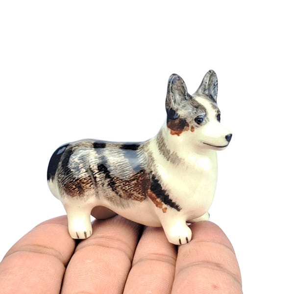 Figura de corgi de cerámica pintada a mano: regalo para amantes de los perros en miniatura