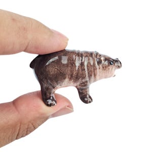 Pygmy Hippo Moo Deng - Ceramic Tiny Hippo Miniature, Cute Hippo Gift, Moo Deng Hippo, Hippopotamus Statue, tiny animal figurine, Hippo gift