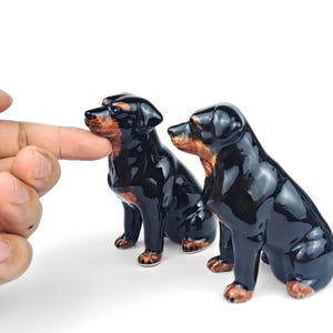 Rottweiler Dog Figurine - Hand-painted Ceramic Salt and Pepper Shaker Vintage Dog Lover Pet Collectible, Per Figurine, Ceramic Dog Model