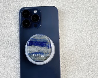 Naturstein Handy Griff Edelstein - Sodalith (Logo eingraviert) - Klarheit, Entspannung, Wahrheit