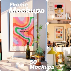 50 Retro Frame Mockup Bundle: Mid-Century Modern Art Display (PSD Digital Download)