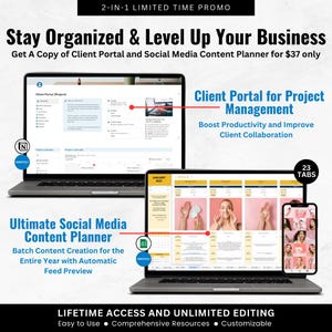 2in1 Notion Client Portal + Google Sheet Social Media Content Calendar, Content Planner and Client Dashboard for Social Media Management