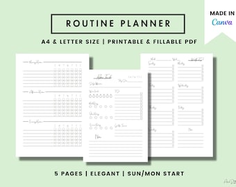 Routine Planner | Daily Routine | Weekly Routine Checklists | Morning Night Routines | Routine Checklists | Habit Trackers