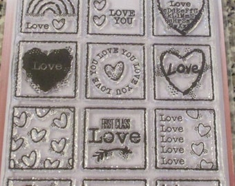 Woodware "Love Squares" Clear Stamp Set